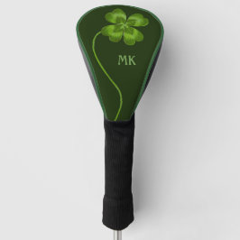 Funda Para Palo De Golf Personalizado Vintage Four Leaf Shamrock Luck Mono