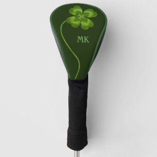 Funda Para Palo De Golf Personalizado Vintage Four Leaf Shamrock Luck Mono