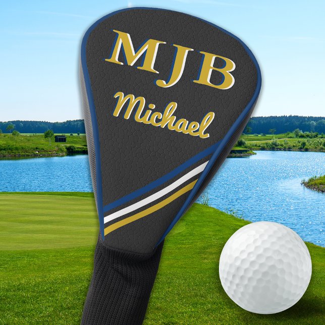 Funda Para Palo De Golf Personalized Monogram 3 Initials Elegant Golfer  (Subido por el creador)
