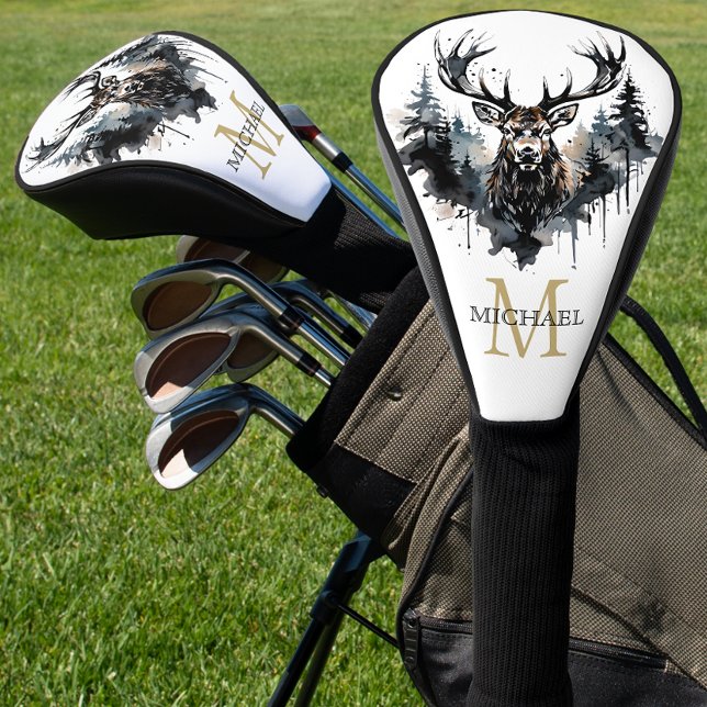 Funda Para Palo De Golf Personalized Monogram Elk Forest (Subido por el creador)