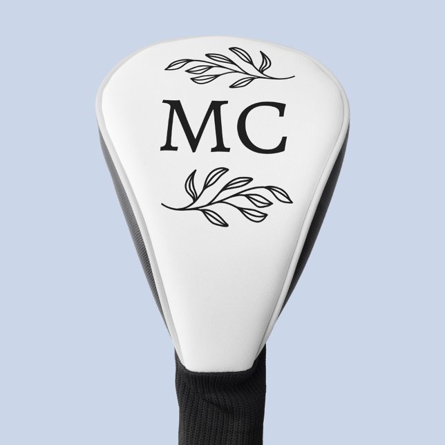 Funda Para Palo De Golf Personalized Monogram Initials Botanical Leaf (Personalized monogram initial botanical leaf art minimalist golf head cover)