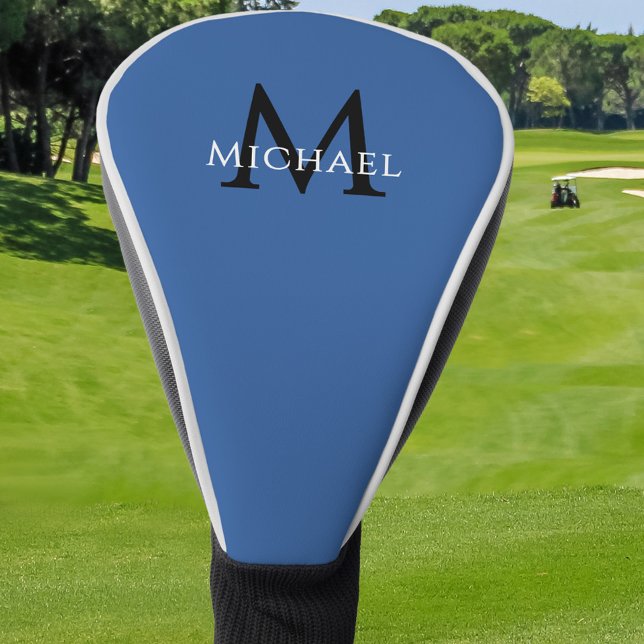 Funda Para Palo De Golf Personalized Monogram Name Initial Blue (Personalized Monogram Name Initial Blue Golf Head Cover)