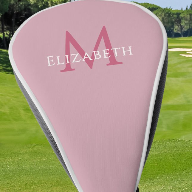 Funda Para Palo De Golf Personalized Monogram Name Initial Pink (Personalized Monogram Name Initial Pink Golf Head Cover)