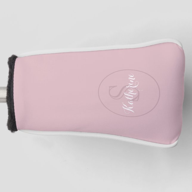 Funda Para Palo De Golf Personalized Name Monogram Dusty Rose (Anverso)