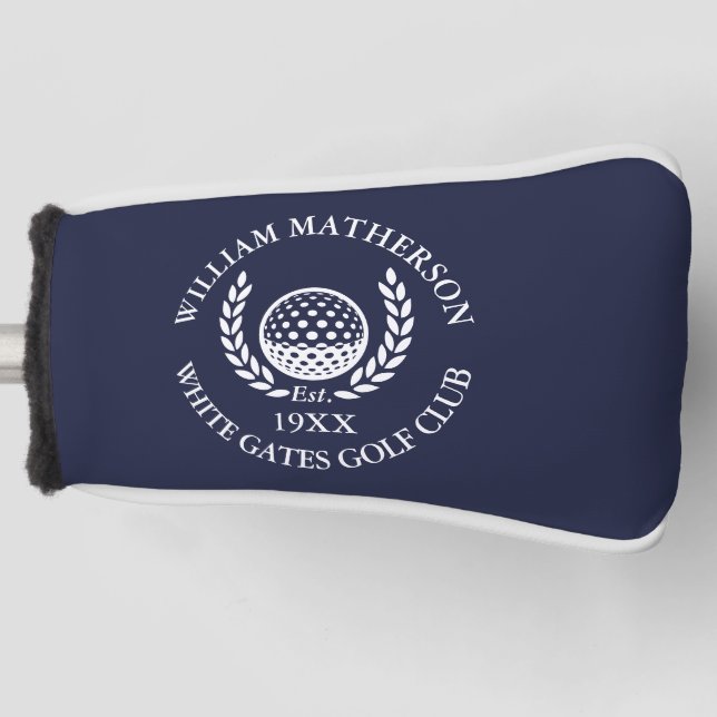 Funda Para Palo De Golf Personalized Navy Blue Golf Club Name (Anverso)