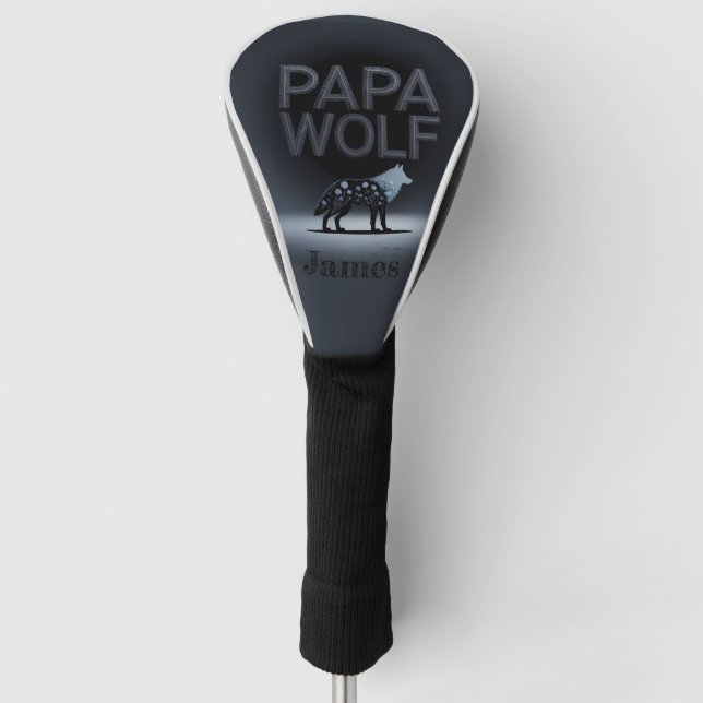 Funda Para Palo De Golf Personalized Papa Wolf Nature Silhouette (Anverso)