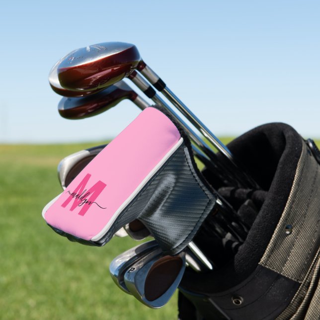 Funda Para Palo De Golf Personalized Pink Monogram Name (In Situ)