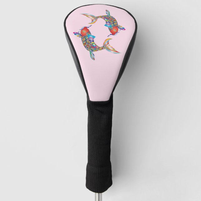 Funda Para Palo De Golf Pescado mosaico en rosa (Anverso)