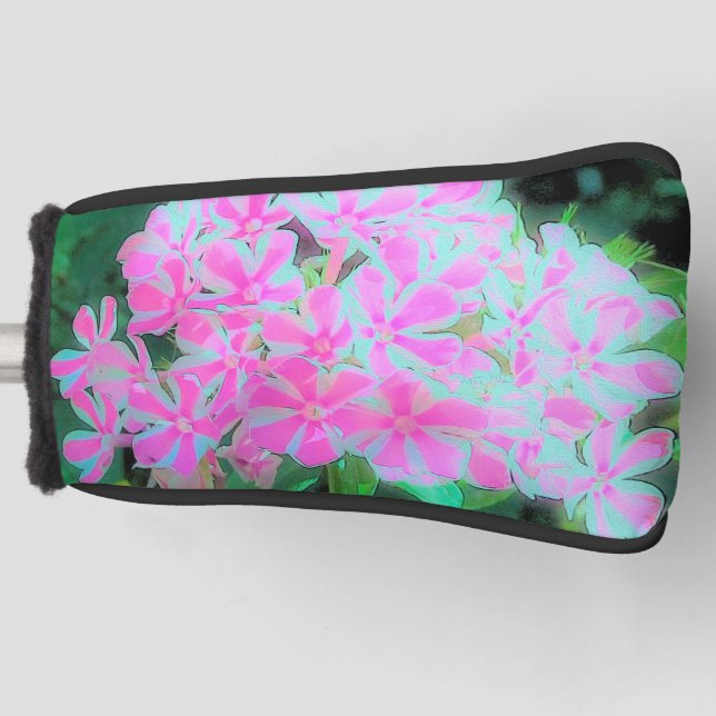 Funda Para Palo De Golf Phlox Jardín de menta blanca y rosa caliente (Anverso)