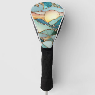 Funda Para Palo De Golf Picos de Montaña Dorada Arte de Vidrio Emplomado F