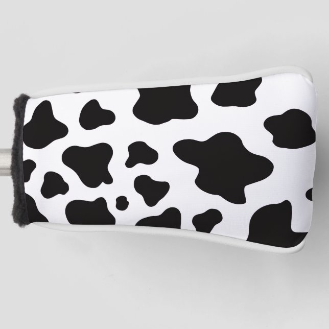 Funda Para Palo De Golf Piel de vaca de Faux en blanco y negro (Anverso)