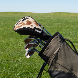 Funda Para Palo De Golf Piel de vaca marrón crema negra