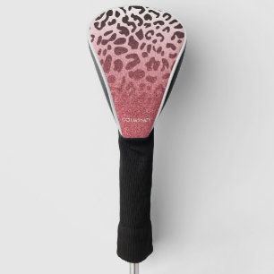 Funda Para Palo De Golf Piel rosada del leopardo del purpurina
