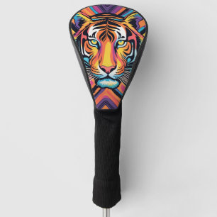 Funda Para Palo De Golf Pieles modernas de tigre rayado con arco iris Impr