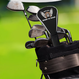 Funda Para Palo De Golf Piloto nacido para volar, aviación, aviones, cráne