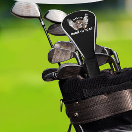 Funda Para Palo De Golf Piloto Nacido para Volar Esqueleto Alas Aviación P