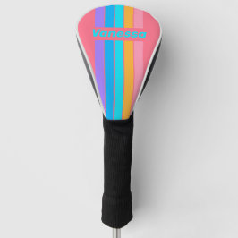 Funda Para Palo De Golf Pin de amanecer neón de los 80 con nombre a rayas