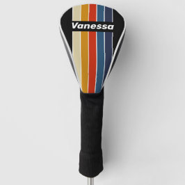 Funda Para Palo De Golf Pin de Hielo Retro Arcoíris Rayado con Nombre