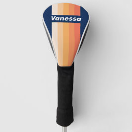 Funda Para Palo De Golf Pin de rayas de caída del sol del océano con nombr