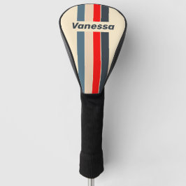 Funda Para Palo De Golf Pin Retro Náutico Arcoíris Rayado con Nombre
