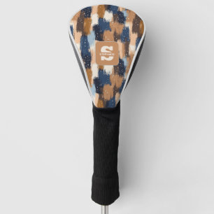Funda Para Palo De Golf Pinceles abstractos en azul, blanco y marrón (2)