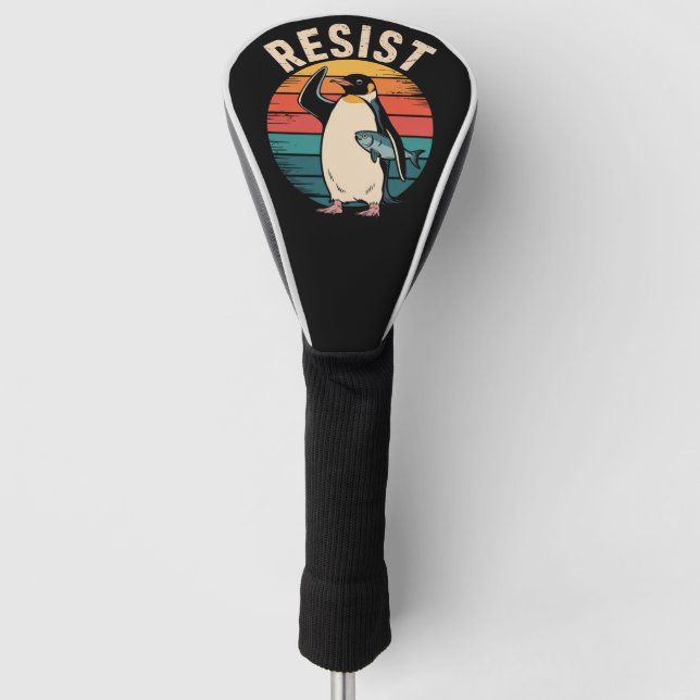 Funda Para Palo De Golf Pingüino gracioso se resiste a protestar contra ar (Anverso)