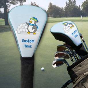 Funda Para Palo De Golf Pingüino pequeño con bolas de nieve agitando codo