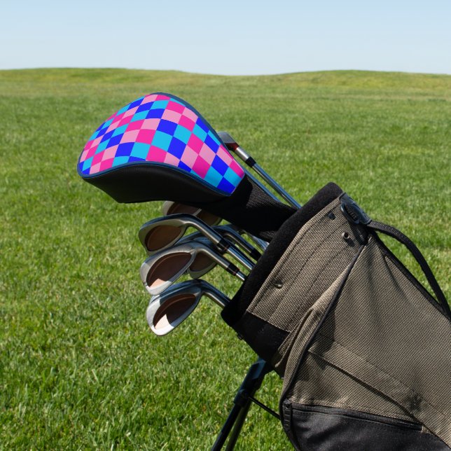 Funda Para Palo De Golf Pink and Blue Checkered Print (In Situ)