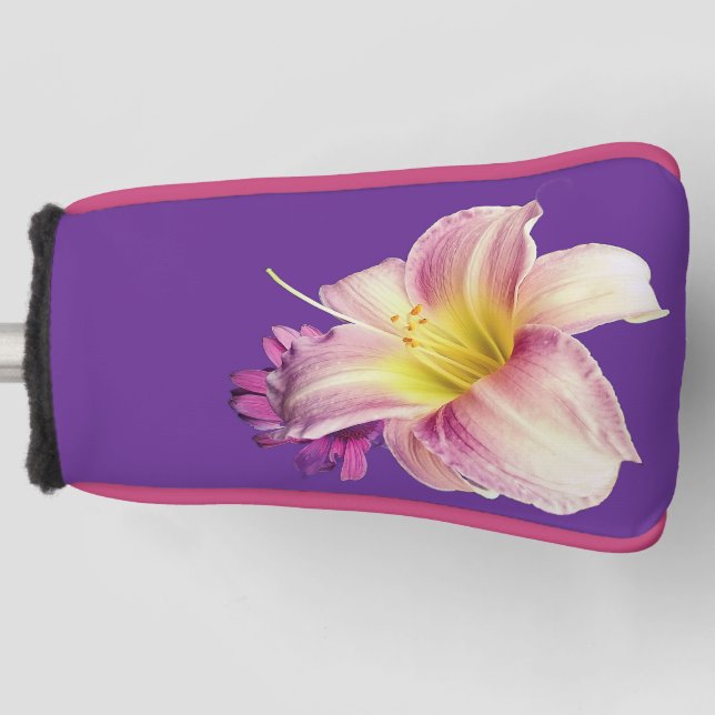Funda Para Palo De Golf Pink and yellow flowers (Anverso)