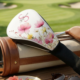 Funda Para Palo De Golf Pink Botanical Floral Monogram