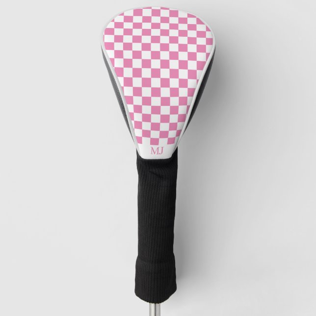 Funda Para Palo De Golf pink checkered monogram (Anverso)