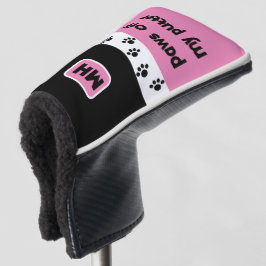 Funda Para Palo De Golf Pink Funny Paws off My Putter with Initials