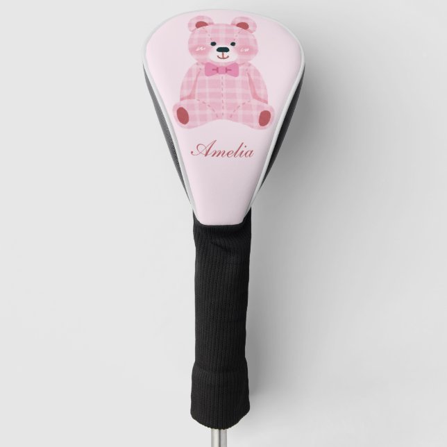 Funda Para Palo De Golf Pink Gingham Teddy (Anverso)