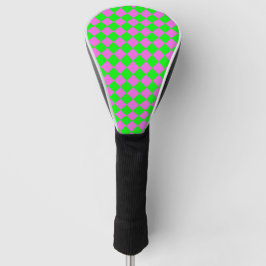 Funda Para Palo De Golf Pink Green Checker Diamond Pattern