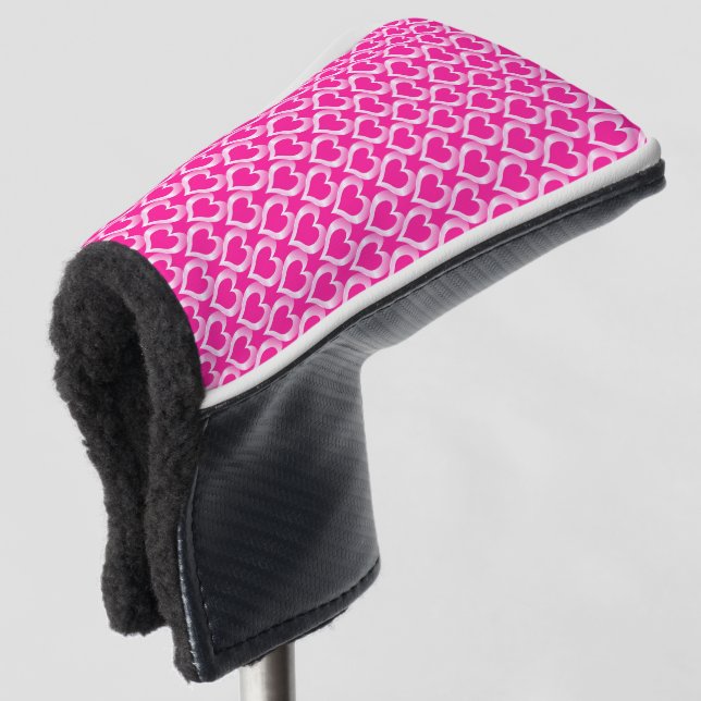 Funda Para Palo De Golf Pink White Hearts Pattern (Anverso 3/4)