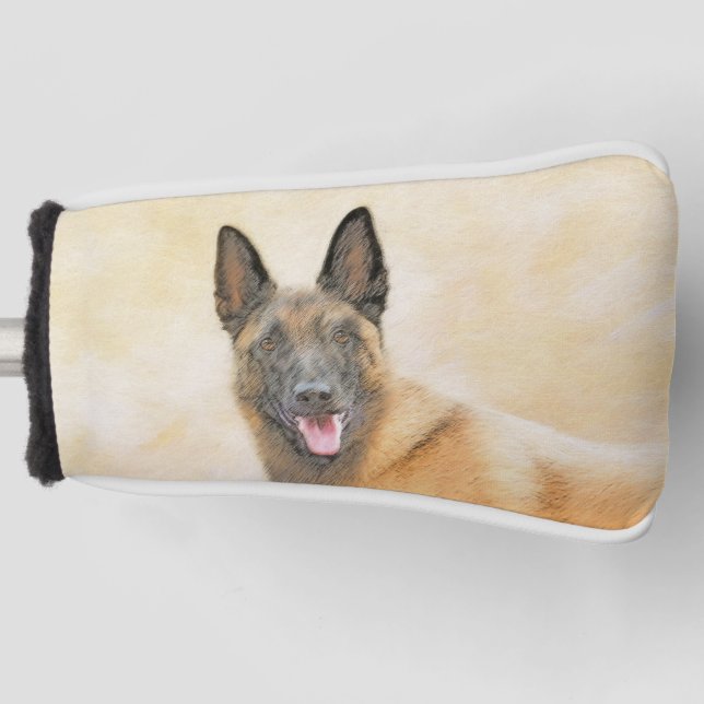 Funda Para Palo De Golf Pintura belga malinois - Arte original del perro (Anverso)