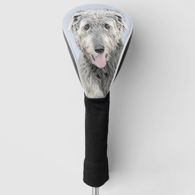 Funda Para Palo De Golf Pintura de lobo irlandesa - Arte de perro original (Anverso)