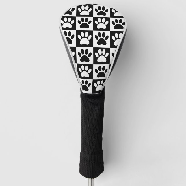 Funda Para Palo De Golf Pinturas De Perro Blanco Y Negro En Cuadrados (Anverso)