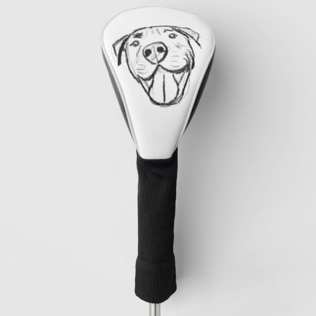 Funda Para Palo De Golf pitbull dibujar simples amantes del perro blanco n (Anverso)
