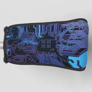 Funda Para Palo De Golf Placa de circuito electrónico azul del nerd de sal