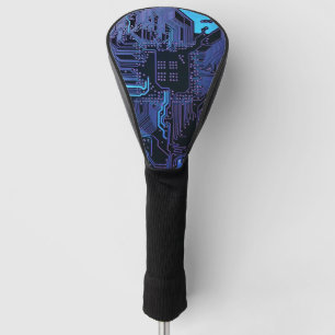 Funda Para Palo De Golf Placa de circuito electrónico azul del nerd de sal