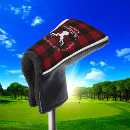 Funda Para Palo De Golf Placa personalizada de búfalo rojo y negro