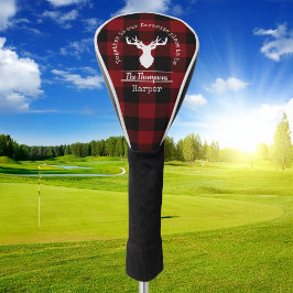 Funda Para Palo De Golf Placa personalizada de búfalo rojo y negro