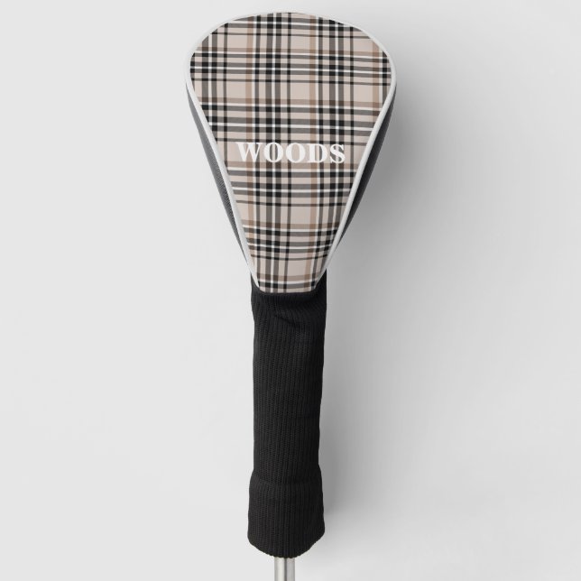 Funda Para Palo De Golf Plaid Beige Personalizado (Anverso)