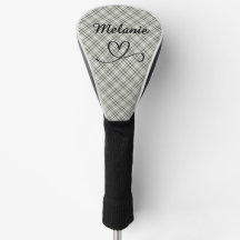 Plaid Greens and Beige Heart Pickleball Paddle