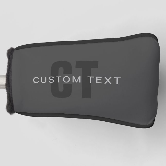 Funda Para Palo De Golf Plantilla de diseño de monograma editable en gris  (Anverso)