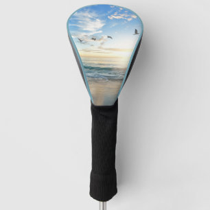 Funda Para Palo De Golf Playa con pájaros volando sobre el controlador de 