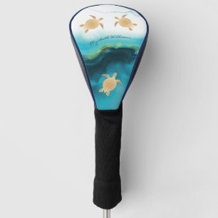 Funda Para Palo De Golf Playa del Monograma de la Tinta Verde azulada Trib
