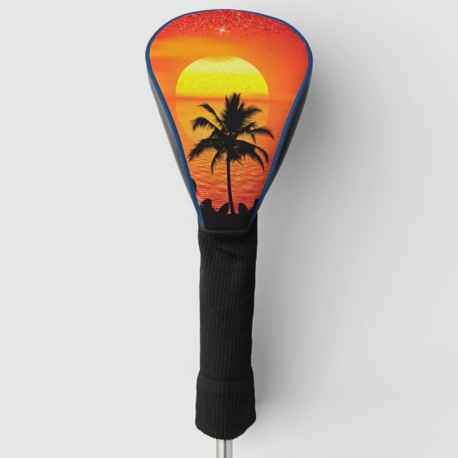 Funda Para Palo De Golf Playa Tropical Island Ocean Sunset Palm Tree (Anverso)