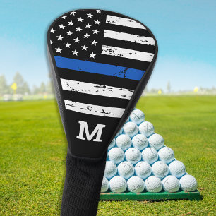 Funda Para Palo De Golf Policía de Monograma Personalizado de Línea Azul D